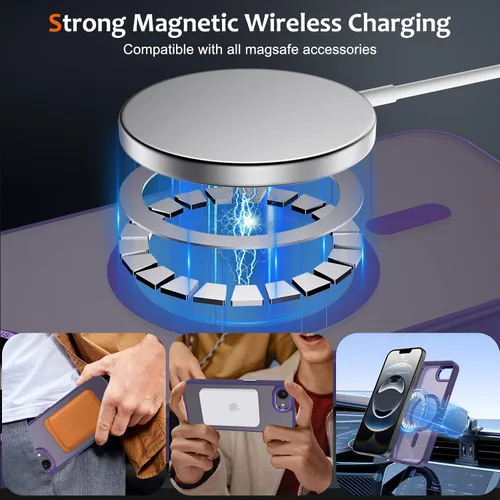 Vista 1376 de Anuck - Funda magnética para iPhone 11 compatible con MagSafe, carcasa trasera mate translúcida dura, borde de TPU, delgada, resistente a impactos