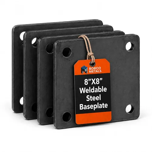 Vista 5 de Placa base de metal cuadrada soldable de 8 x 8 pulgadas, placa de acero A36, base de placa de acero de alta calidad para soporte de estructura, 2