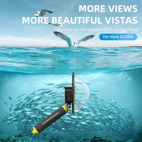 Vista 2 de TELESIN Lente de puerto de cúpula de 6 pulgadas para GoPro Hero 13 12 11 Hero 10/9, negro, carcasa impermeable, disparador de agarre flotante