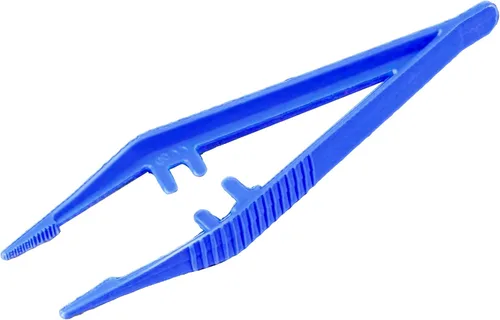 Vista 7 de Pinzas desechables estériles de 5 pulgadas, 4.921 in de longitud, envueltas individualmente, color azul transparente, paquete de 12