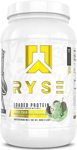 Vista 18 de RYSE Proteína en Polvo Cargada - Jet-Puffed Pastel de Cumpleaños - 25g Aislado y Concentrado de Proteína de Suero con Fibra Prebiótica y MCTs - Bajo