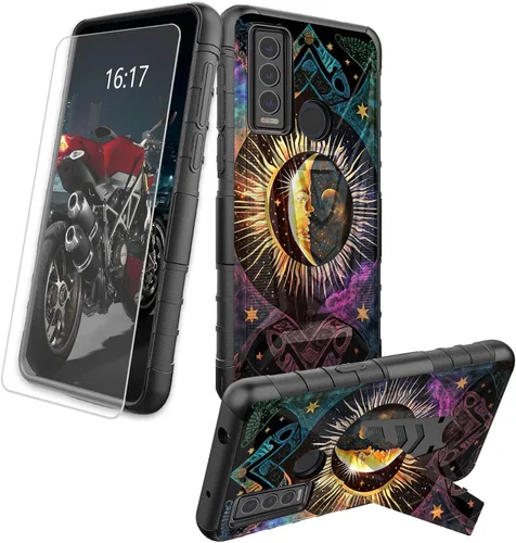 Vista 28 de Funda para AT&T Maestro Max 2021/Cricket Ovation 2 con protector de pantalla de vidrio templado, funda resistente con función atril integrada