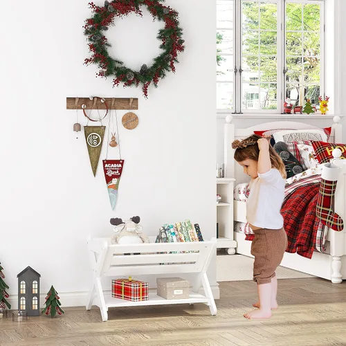 Vista 6 de UTEX Estantería para niños con caja, estantería para niños, organizador de almacenamiento de libros, estante pequeño para habitaciones de niños