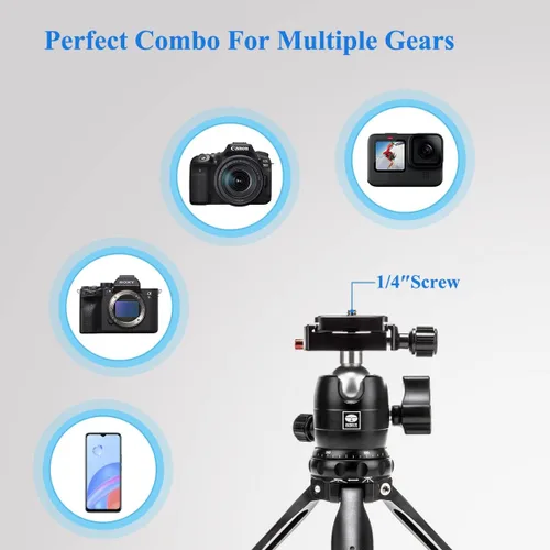Vista 14 de SIRUI Mini trípode de escritorio de 13.5 pulgadas con cabeza de bola de 360°, trípode de aluminio portátil para cámara DSLR, videocámara, carga