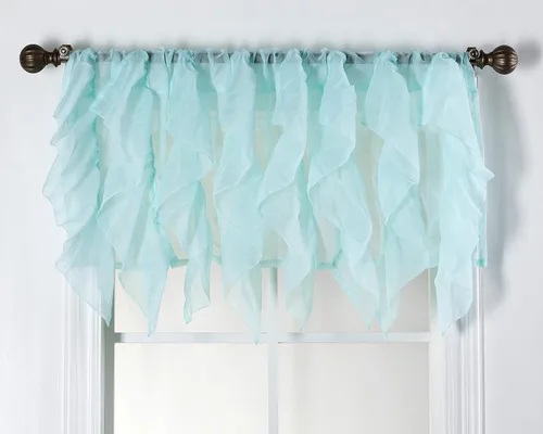 Vista 5 de 1 pieza cenefa transparente con volantes en cascada beige estilo Shabby Chic (50" x 16")