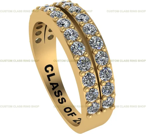 Vista 3 de Custom High School and College Class Ring Sterling Silver / 10K/ 14K Gold - GRA Certified Moissanites/Lab Grown Diamonds Ring Graduation Gifts for
