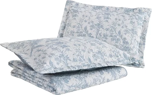 Vista 14 de Laura Ashley - Juego de edredón individual, juego de ropa de cama reversible de algodón con funda de almohada adicional, decoración del hogar