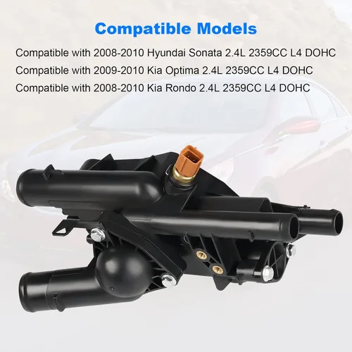 Vista 6 de WMPHE Reemplazo del conjunto de carcasa del termostato del refrigerante del motor para 256002G600 compatible con Hyundai Sonata/Kia Rondo 2008-2010
