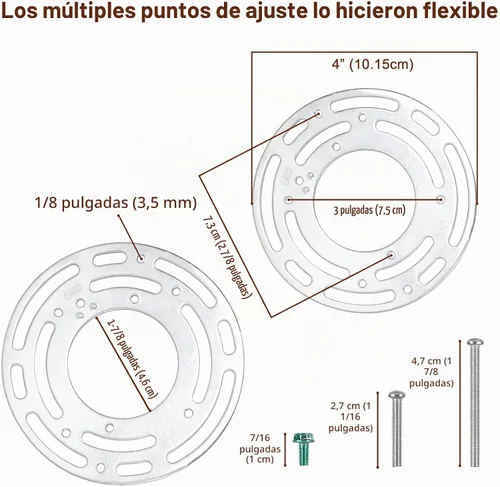 Vista 2 de Paquete de 2 soportes de montaje de lámpara, placa de montaje de luz de techo, bloques de montaje de luces de pared con tornillo y tuercas