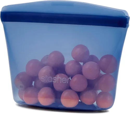 Vista 21 de Stasher Cuenco reutilizable de silicona prémium para almacenamiento de alimentos, azul, microondas, al vacío, apto para lavavajillas, horno