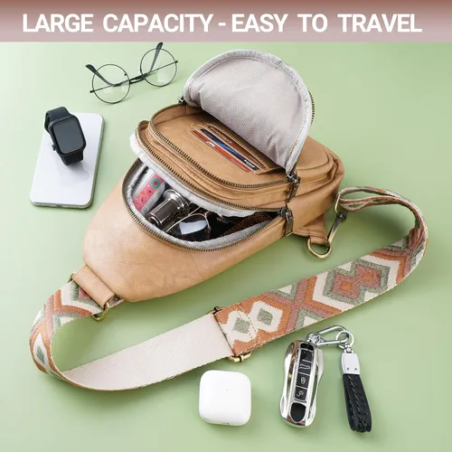 Vista 3 de KFXFENQ Sling Bag for Women PU Leather Sling Bags for Women Crossbody Fashion Sling Backpack Multipurpose Chest Bag for Women