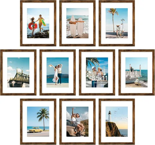 Vista 29 de decorUhome Paquete de 10 marcos de fotos de 4 x 6 pulgadas, decoración de Dorado