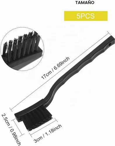 Vista 2 de WAFJAMF 1.2 x 0.2 in Tres Filas Mango Plástico Anti Cepillos Estáticos Cepillos Raspar Negro 5 Unids