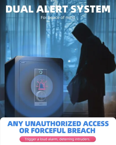 Vista 7 de Caja de seguridad biométrica de huellas digitales DAYI, cajas de seguridad para el hogar de 2.0 pies cúbicos con bolsa ignífuga, caja de seguridad