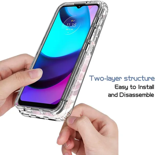 Vista 4 de Funda para Moto E20/Moto E30/Moto E40, XT2155 XT2158 con protector de pantalla de vidrio templado, funda protectora de cuerpo completo