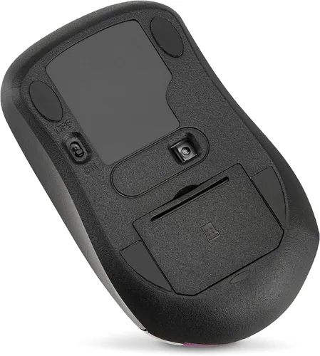 Vista 3 de Amazon Basics Ratón óptico inalámbrico para computadora de 2,4 GHz con receptor nano USB, morado