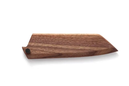 Vista 2 de Funda magnética hecha a mano para cuchillos de chef Kiritsuke de madera de nogal negro natural, funda protectora de madera