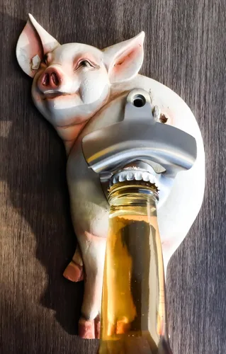 Vista 8 de Ebros Gift Rustic Western Farm Babe Porcino Cerdo Porcino Trasero Trasero Pared Culo Pared Soda Cerveza Tapa de botella de vidrio Abridor de metal