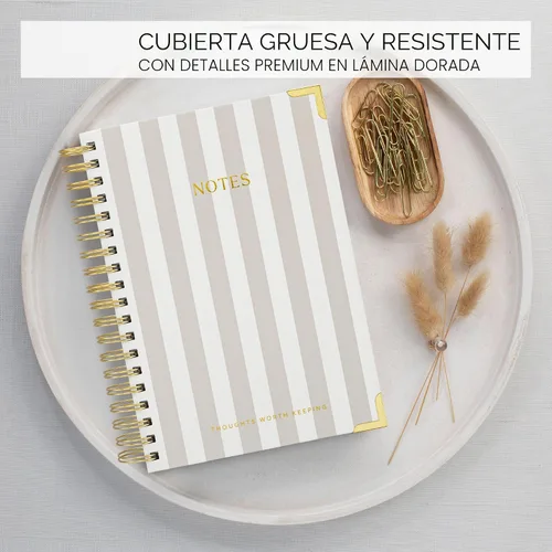 Vista 6 de Cuaderno en Espiral Grueso y Estético Con Pestañas - Diario Premium Para Mujeres Tamaño B5 - Cuaderno de Notas Rayado Para Universidad Con 300