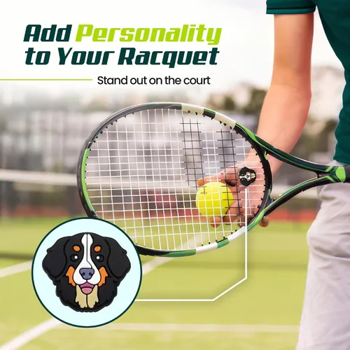 Vista 2 de Tennis Racket Dampener - Cute Designs - Vibration & Noise-Reducing Tennis Shock Absorber for Racquets - Secure, Easy-Install Accessories for Players