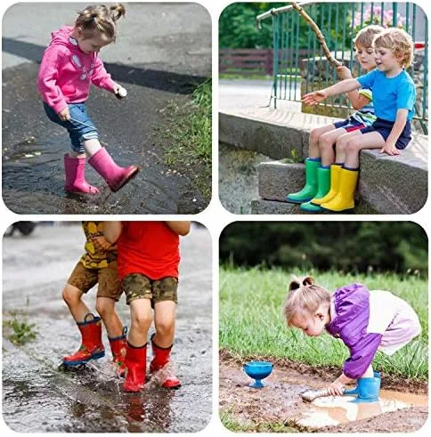Vista 7 de HugRain Botas de lluvia ligeras y adorables para niños pequeños