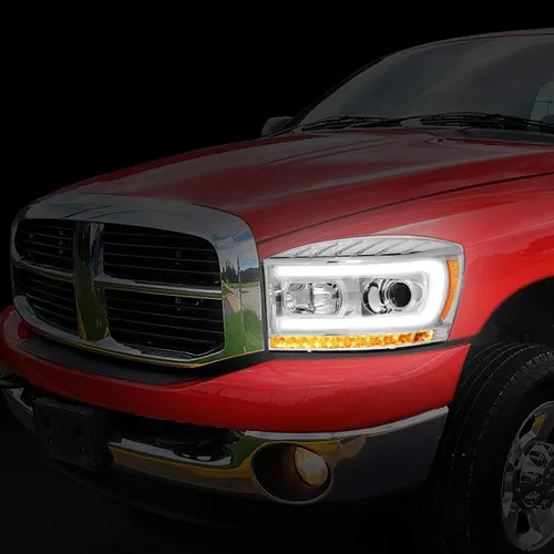 Vista 7 de DNA MOTORING HL-HPL-RM06-G-CH-AM LED U-Bar DRL Faros de señal de giro perseguidores compatibles con Dodge Ram 1500 06-08/Dodge Ram 2500 3500 06-09