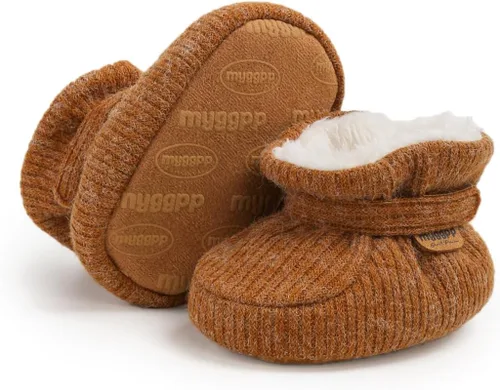 Vista 118 de Botines de forro polar para bebés, niños y niñas, pantuflas antideslizantes con agarre suave, zapatos de calcetín para recién nacidos, cuna
