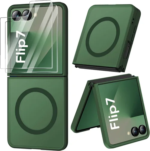Vista 9 de ORETECH Magnético para Samsung Galaxy Z Flip 6 con 2 protectores de Negro