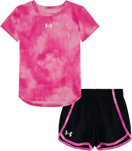 Vista 25 de Under Armour Conjunto de camiseta y pantalones cortos de manga corta de 2 piezas para niña Soft Fabric for Everyday Comfort, Breathable, Lightweight
