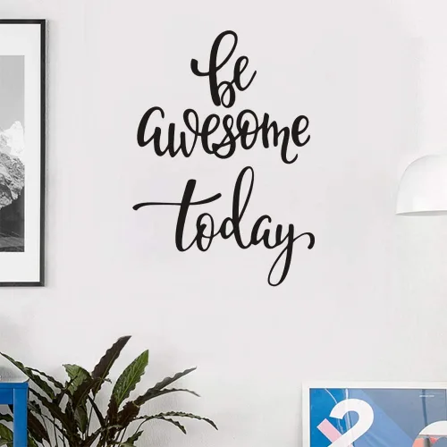 Vista 3 de Calcomanía de pared con texto en inglés «Be Awesome Today», calcomanías de vinilo para pared con letras inglesas, impresiones extraíbles, arte
