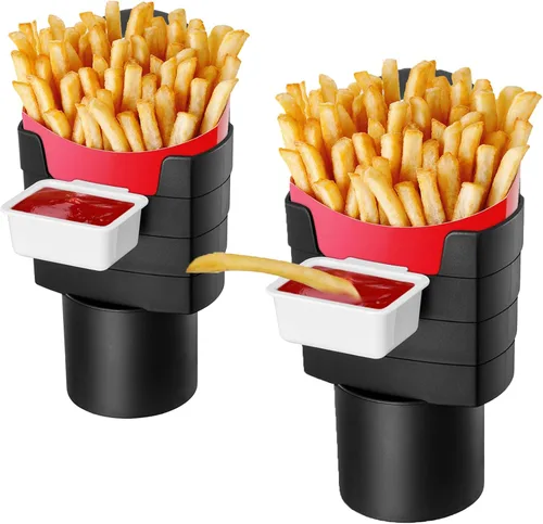 Vista 15 de Paquete de 2 portavasos para papas fritas para coche, multiusos, para comida rápida, soporte para tazas de almacenamiento de coche