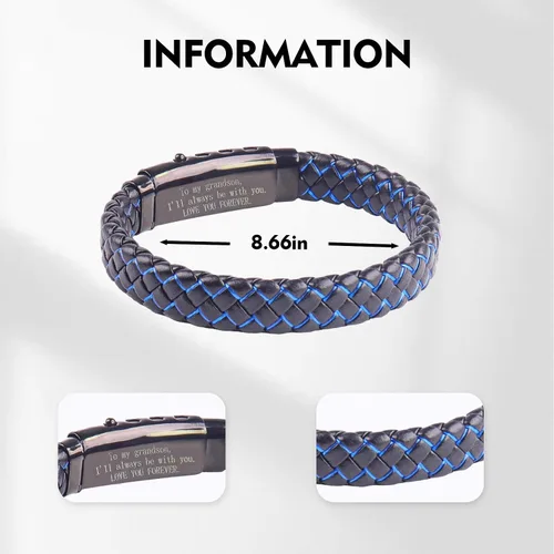 Vista 28 de Pulsera de cuero trenzado con texto en inglés «Love You Forever» para hombres y niños, pulsera inspiradora de acero inoxidable, pulsera de cuero