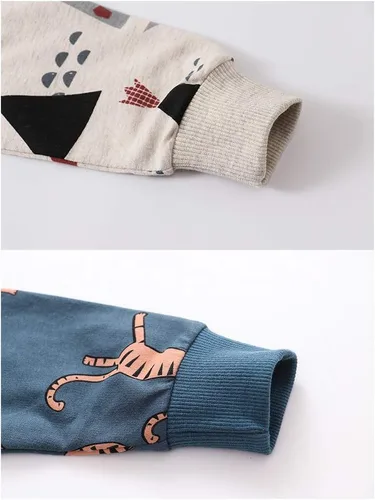 Vista 4 de Sudadera de cuello redondo para niños pequeños varones, suéter de algodón de manga larga con estampado de dibujos animados