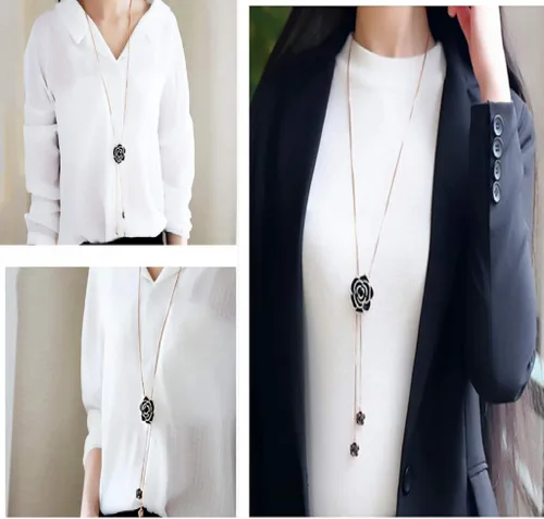 Vista 6 de Cathercing - Collar de cadena ajustable, larga y elegante con dije de diamantes de imitación, joyería única para mujeres y niñas