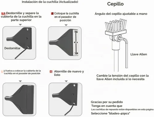 Vista 7 de Cepillo limpiador de algas para acuario con 10 cuchillas de acero inoxidable para peces, arrecife, plantas, tanque de vidrio, 26 pulgadas