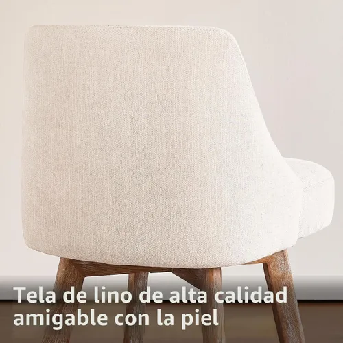 Vista 7 de Taburetes de bar de altura de mostrador, juego de 2 taburetes de bar de tela de lino de color beige, taburetes giratorios de altura de mostrador