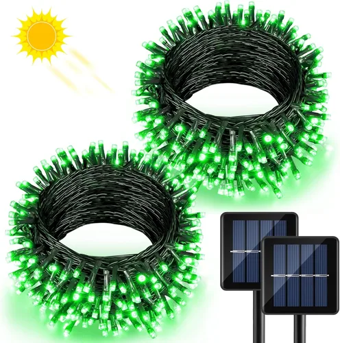 Vista 14 de 2 Pack de luces solares de Navidad para exteriores, tira de luces solares de 80 pies con 240 LED para exteriores, impermeables, 8 modos de luz