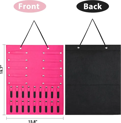 Vista 6 de Dofilachy Organizador colgante de joyas Organizador de joyas montado en la pared para aretes collares pulseras anillos C-rojo rosa