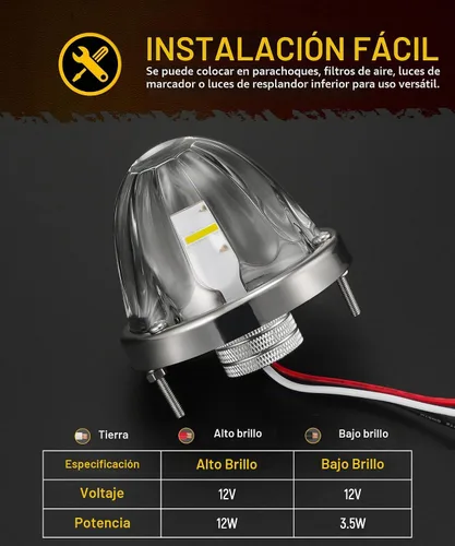 Vista 4 de Partsam 2 Piezas Luces de Cristal de Sandía [Patentadas] Lente Transparente Luz LED Blanca de Marcha con Bisel de Acero Inoxidable de Repuesto