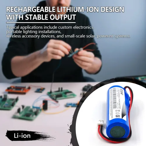 Vista 5 de Paquete de 5 baterías de iones de litio de 3.7 V 2600 mAh con conector PH2.0 2P para linternas, juguetes, electrónica, iluminación Bluetooth