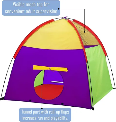 Vista 4 de ATDAWN Tienda de Juegos para Niños, Tienda Desplegable para Niños, Área de Juego para Acampar, Casa de Juegos para Interiores y Exteriores