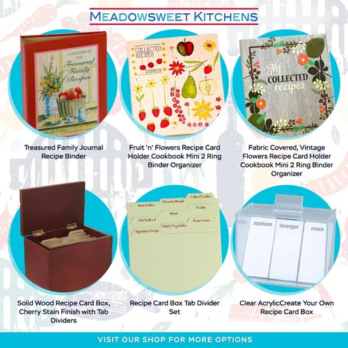 Vista 7 de Libro de cocina con tarjetas de recetas Meadowsweet Kitchens con diseño de flores vintage (revestido de tela)
