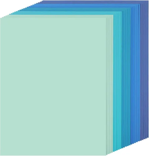Vista 20 de 24 hojas de papel de cartulina de 6 colores de 8.5 x 11 pulgadas, papel de doble cara de 92 libras/8.82 oz/m², papel grueso de construcción