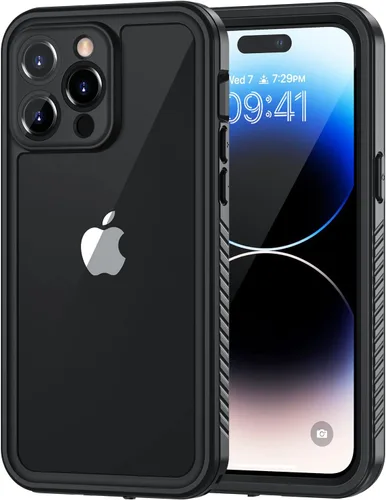 Vista 19 de Lanhiem Funda para iPhone 14, impermeable IP68 a prueba de polvo con protector de pantalla integrado, resistente a prueba de golpes de cuerpo Negro