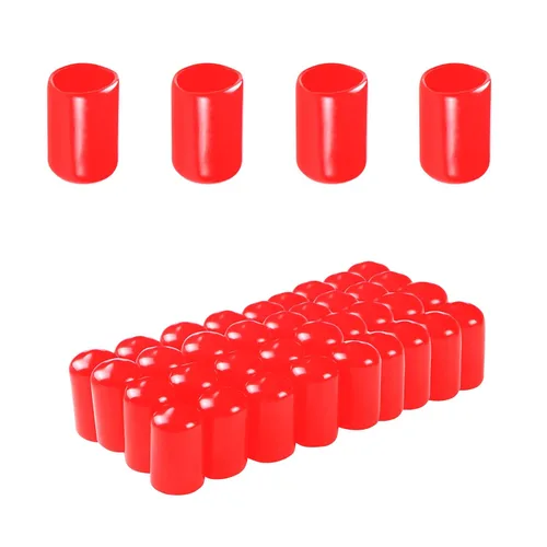 Vista 18 de Cubierta de tapa de extremo redondo de goma 0.08 pulgadas (0.079 in), protectores de rosca de tornillo de PVC flexible de tubería de tubería