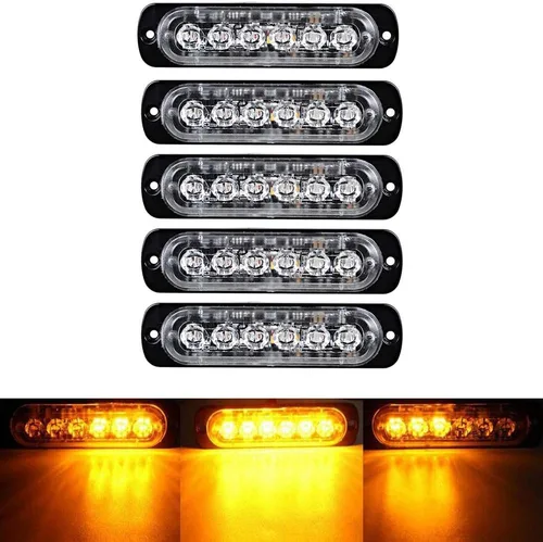 Vista 6 de CORP Set ámbar de 30 pulgadas 56 LED techo superior y 8 x 6 LED ultra delgado emergencia advertencia peligro advertencia barra de luz estroboscópica