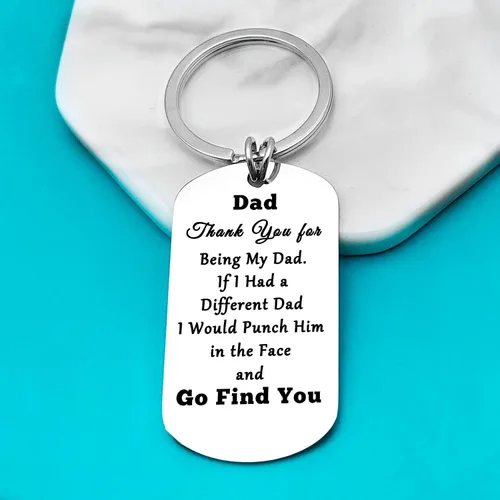 Vista 6 de Xiahuyu Regalo de Navidad para papá, regalo de cumpleaños con texto en inglés "Thank You for Being My Dad", llavero para el día del padre, regalo