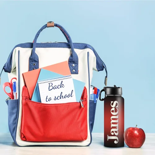 Vista 5 de Botellas de agua personalizadas con nombre, botella de agua de acero inoxidable con aislamiento de doble cara con pajilla, termo personalizado