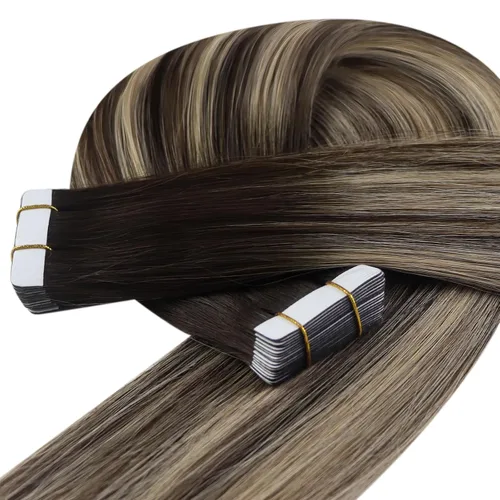 Vista 121 de YoungSee Extensiones de Cabello Humano con Cinta Balayage Extensiones de Cabello con Cinta Marrón Oscuro Extensiones de Cabello con Cinta Ombre