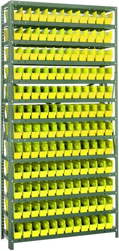 Vista 333 de Quantum QSBU-245BK Heavy Duty Shelving Unit with (7) Shelves and (24) QUS245 Black Bins for Garage Warehouse Storage Distribution 400 lb Load